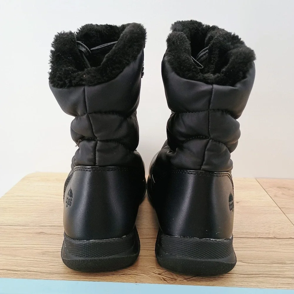 Totes Womens 8M Black Faux Fur Lined Winter Snow Boots Waterproof Double Zip